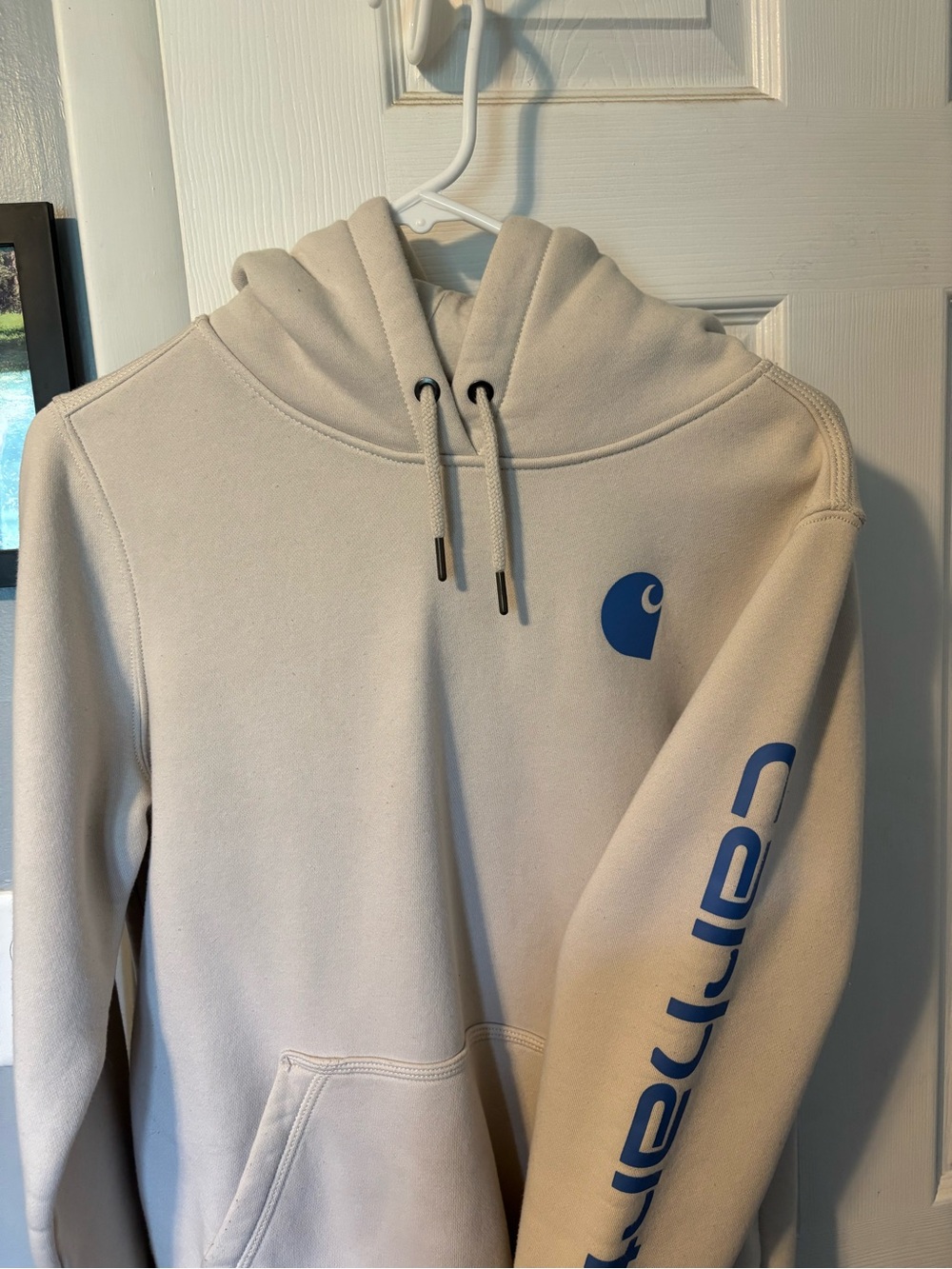 Carhartt Beige Hoodie with Blue Logo